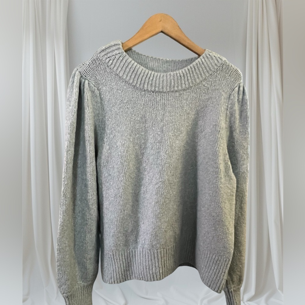 Maeve Anthropologie Gray Puff Sleeve Sweater Women’s Balloon Sleeve Knit